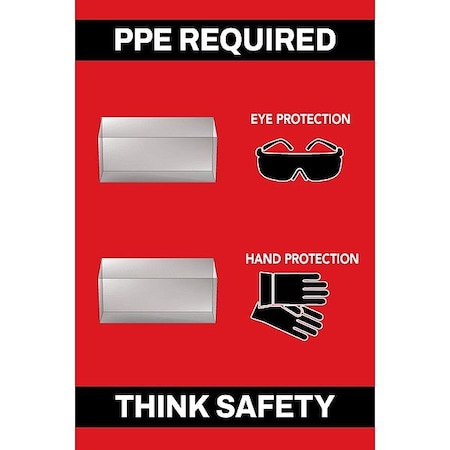 Visual Workplace PPE Shadow Board, Red, 24 in H 30-1910-3624-P52303