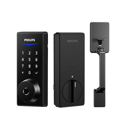 Philips Home Access 1000 Series Single Cylinder Electronic Deadbolt with Handle Set DDLOM1010X1HMBH