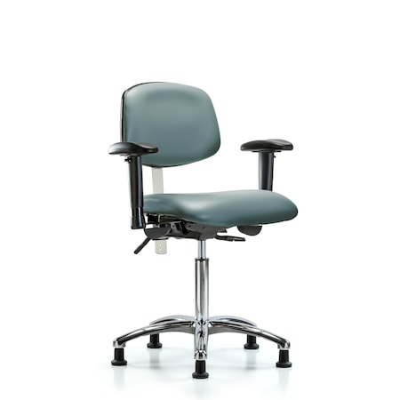 Blue Ridge Ergonomics Vinyl Clean Room Chair, Adjustable Arms BR-NCR-VMBCH-CR-T0-A1-NF-RG-8822