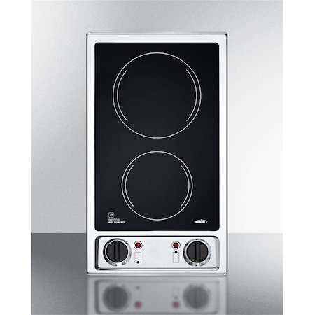 Summit Appliance 115V 2-Burner Electric Cooktop with Stainless Steel Trim SU460048