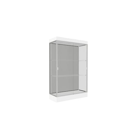 Ghent Lighted Floor Display Case 48x76x20, 6" Base, Satin 92LFHB-SN-WHT