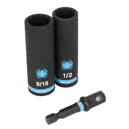 Spyder 3pc 3/8in Drive Deep Impact Socket Set, SAE 19710