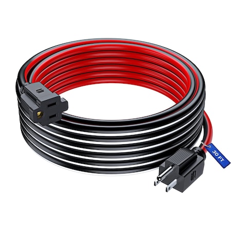 Maximm 30ft 16AWG SJTW Extension Cord, Black/White/Red C-BK-WH-RD_PI-BK-30FT