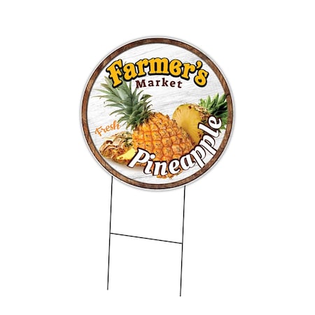 Signmission Farmers Market Pineapple Double Sided Corrugated Plastic Circle Yard Sign, C-24-CIR-DS-WS- Pineapple C-24-CIR-DS-WS- Pineapple