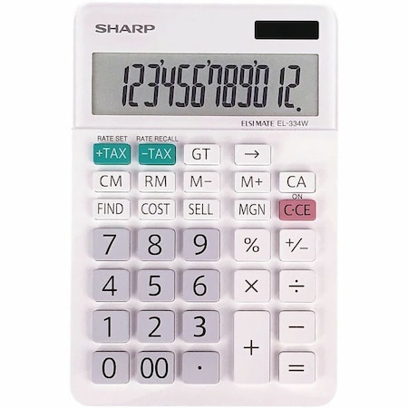Sharp Desktop Calculator, LCD, 12 Display Digits EL-334W