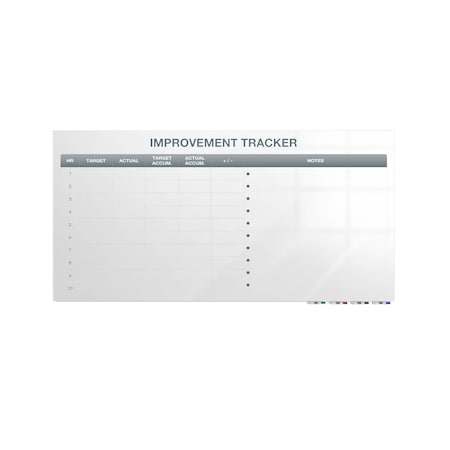 Ghent Manufacturing Aria Low Profile Glassboard, Improvement Tracker 2, Magnetic, 4'H x 8'W GRPARIASM03V-48