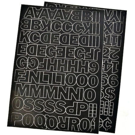 Hy-Ko DieCut Number and Letter Set, 1 in H Character, Black Character, Black Background, Vinyl 30033