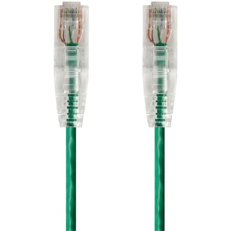 Monoprice Slim Cat6 Utp Network Cable, 0.5 ft.Green 14787