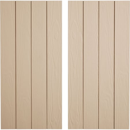 Ekena Millwork Rustic Four Board Joined Board-n-Batten Sandblasted Faux Wood Shutters w/No Batten, 22W x 86H, PR SHUBJN22X86SDPR