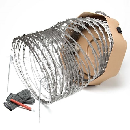 Razor Ribbon Razor-Ribbon RDU Hat Box Kit, 30 In Dia, 50 Ft L, Nonreinforced Concertina Barbed Tape 805829