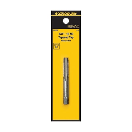 Isomax Straight Flute Tap, 3/8-16 Thread, UNC Thread, Taper Chamfer, 4 -Flute 82589