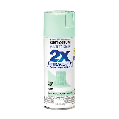 Rust-Oleum Painter's Touch 2X Ultra Cover Spray Paint, Ocean Mist, Gloss, Solvent, 12 Oz 334053