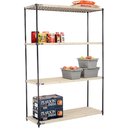Global Industrial Nexel Nexelite 4 Shelf, Vented Plastic Mat Shelving Unit, Starter, 60"W x 21"D x 86"H 331786N