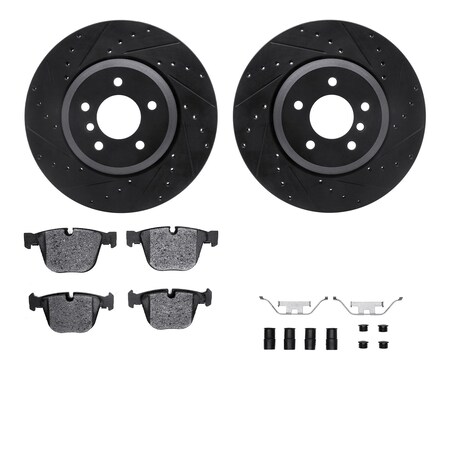 Dynamic Friction Co DFC Rotors-Drilled & Slotted-Black w/ EURO 5000 Ceramic Brake Pads Incl Hdw 8612-31060