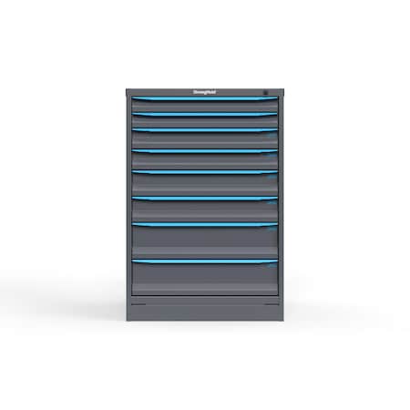 Strong Hold 8 drawer cabinet - (2x 2ft, 2x 3ft, 2x 4ft, 2x 6ft) - Blue accents - Keyed Different S3044-PPDAS-0803FS