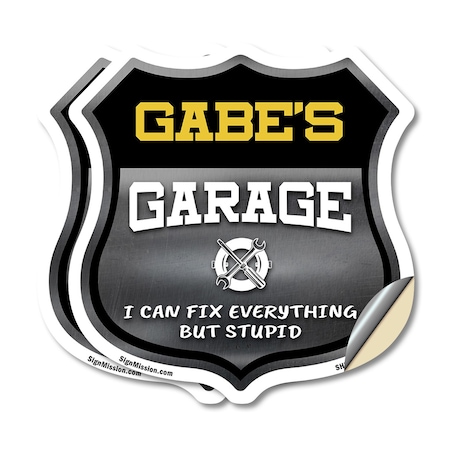 Signmission Gabe's Garage I Can Fix Everything But Stupid, 12 inch X 12 inch, Vinyl Decal, 2PK SHI-D-2PACK-12-490-GABE