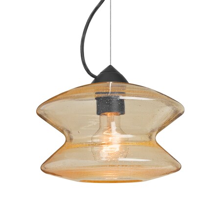 Besa Lighting Besa Zen Cable Pendant, Gold Bubble, Black Finish, 1x 60W MAX E26 Base 1KX-ZENGD-BK