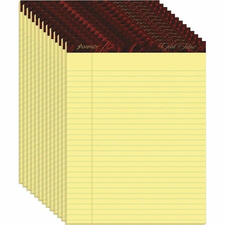 Ampad/ Of Amercn Pd&Ppr Ampad, GOLD FIBRE WRITING PADS, WIDE/LEGAL RULE, 8.5 X 11.75, CANARY, 50 SHEETS, DOZEN 20020