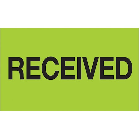 Tape Logic Labels, "Received", 3" x 5", Fluorescent Green, 500/Roll DL1223