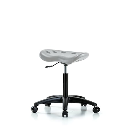 Blue Ridge Ergonomics Polyurethane Tractor Stool - Medium Bench Height with Casters in Gray Polyurethane PTMBSL-RG-NF-RC-GRY