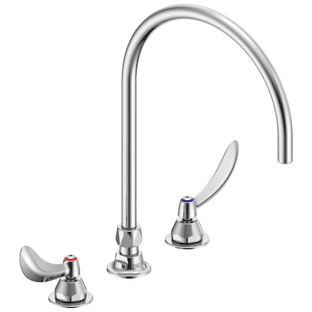Delta Commercial 27C1 / 27C2 Two Handle 8 In Below Deck-Mount Faucet In Chrome 27C2974-R7