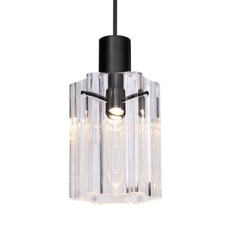Besa Lighting Besa Ice 4 Pendant, Clear, Black Finish, 1x 35W MAX GY6.35 Base 1XT-ICE4CL-BK