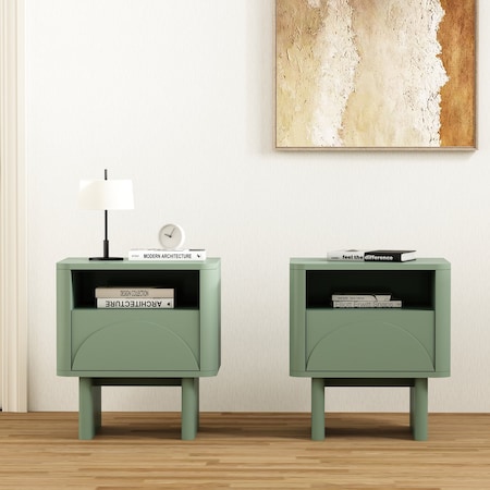 Manhattan Comfort Ella Nightstand in Sage Green- Set of 2 2-NS005-GR