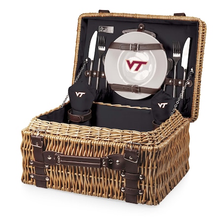 Picnic Time Family Of Brands NCAA Virginia Tech Hokies Champion Picnic Basket for 2, Large Wicker Picnic Set 208-40-179-604-0