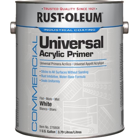 Rust-Oleum Primer, Water, Acrylic, White, 1 gal. 278808