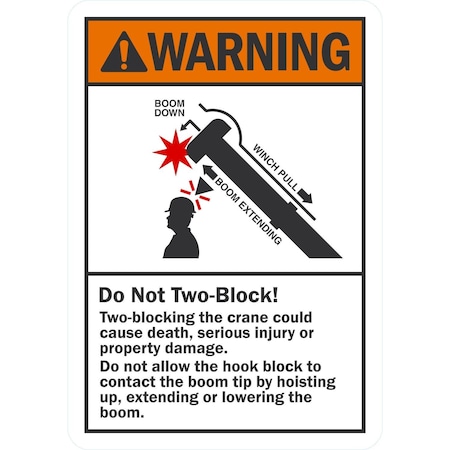 Lyle Do Not Two-Block Could Cause Injury, 7x10, Non-Reflective, White G-17315-PL_7x10