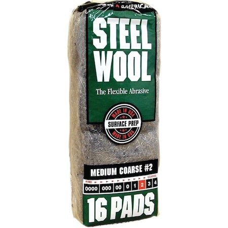 Homax Steel Wool, #2 Grit, Medium, Gray 106605-06