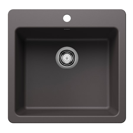 Blanco Liven SILGRANIT 21 Single Bowl Dual Mount Kitchen Sink - Cinder 443228