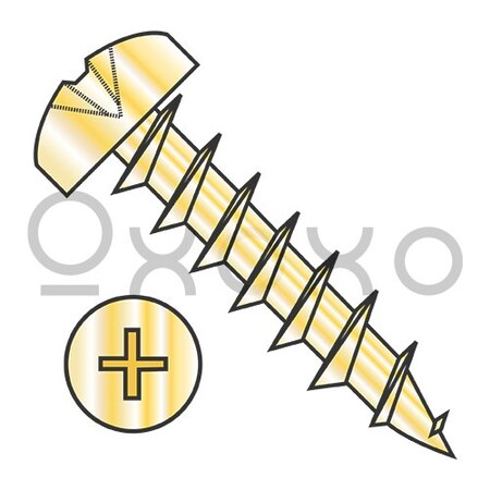 Oxoxo 8X5/8 Phillips Pan Deep Thread Wood Screw Full Thread Steel Bright Brass, 8000PK 592031