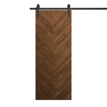 Sartodoors Modern Barn Door 30 x 84 inches, Ego 5005 Cognac Oak Veneer, 6.6FT Rail Track Heavy Hardware Set ,  EGO5005BD-B-DKO-3084