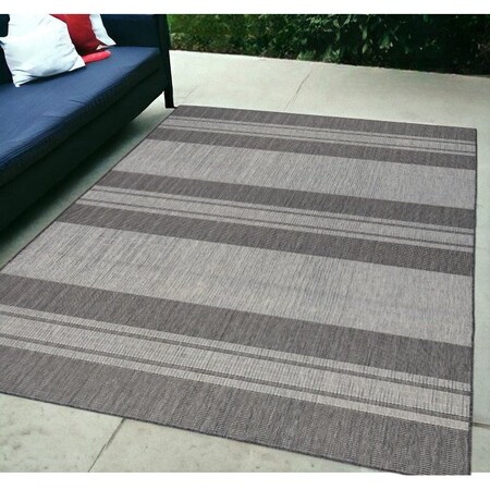 Homeroots 5' X 8' Blue and Gray Striped Stain Resistant Indoor Outdoor Area Rug 531651