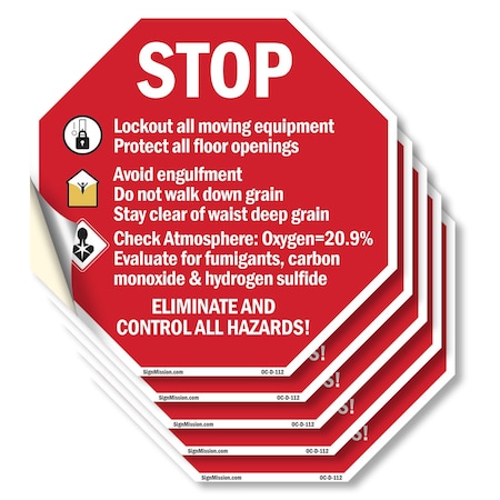 Signmission Vinyl Decal, 4 in Width, 4 in Height, , 5 PK OC-D-5PACK-4-112