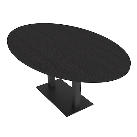 Skutchi Designs Oval Conference Table With Power Unit, 48 in W, 72 in L, Black HAR-OVL-48X72-DOU.BK-U999ST19-NA