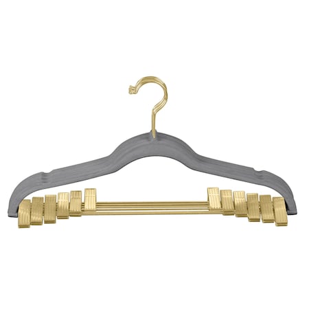 Simplify 6 Pack Velvet Hangers with Clips in Grey 23250-G-GREY