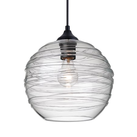 Besa Lighting Besa Wave 10 Outdoor Pendant, Clear, Black Finish, 1x 60W MAX E26 Base OP-462761-BK