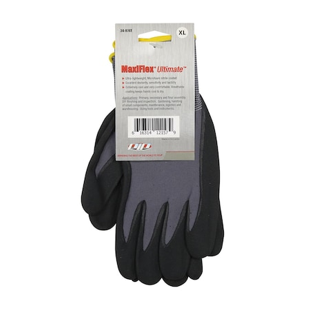 Atg Seamless Knit Nylon/Elastane Glove w/Nitrile Coated MicroFoam Grip on Palm&Fingers, Hang Tagge, 12PK 34-874T/XXL