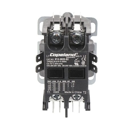 Copeland Contactor, 25A, 2P, 208/230V 912-2025-02