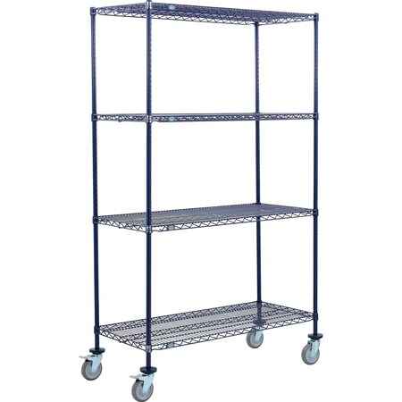 Global Industrial Nexel 4 Shelf Truck, Nexelon, 36"W x 24"D x 69"H, Polyurethane Swivel Casters, 2 Brake B3158250