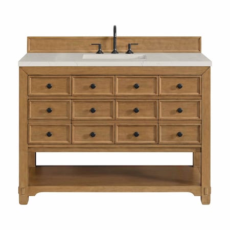 James Martin Vanities Malibu 48" Single Vanity, Amber Birch, w/ 3 CM Siberian Silestone Top 505-V48-AMB-3SFR