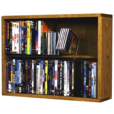 Wood Shed Cdracks Solid Oak 2 Row Dowel DVD Cabinet Tower Capacity 80 DVD s Honey Oak Finish 215-24