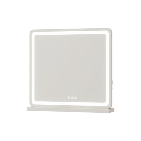 Homeroots 22" Clear Lighted Freestanding Frameless Makeup Shaving Tabletop Mirror 718904