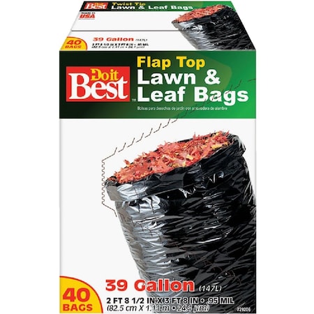 All-Source 39 Gal. Black Flap Tie Lawn & Leaf Bag, 40PK 729206