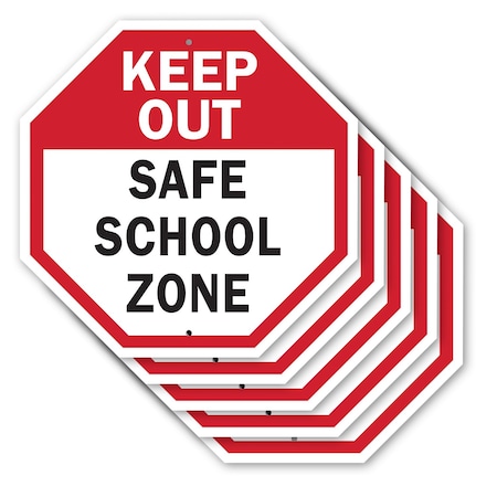 Signmission Keep Out Safe School Zone, 10 inch X 10 inch, Aluminum Metal Signs, 5PK OC-A-5Pack-10-77