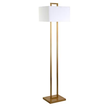 Homeroots 68" Brass Traditional Shaped Floor Lamp With White Frosted Glass Rectangular Shade 523374