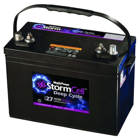 Liberty Pumps Deep Cycle Battery, StormCell Series AGM, Size 27, 12V B12V27-AGM