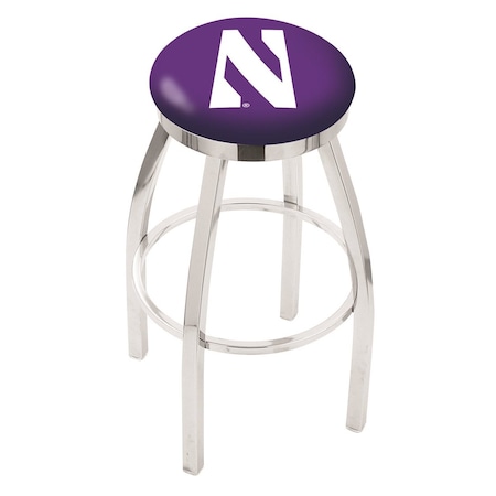 Holland Bar Stool Co 25" Chrome Northwestern Swivel Bar Stool, Accent Ring L8C2C25Nthwst